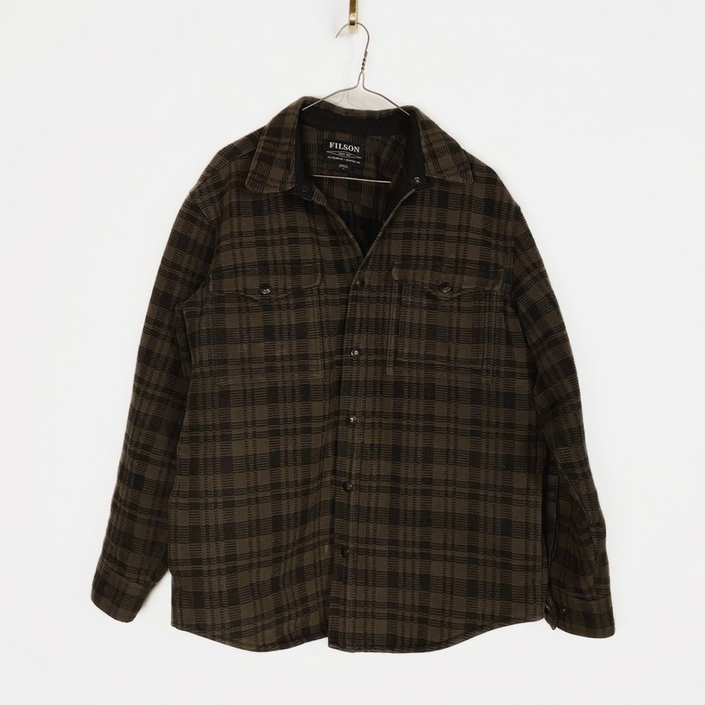 Filson Mens Plaid Jacket Dark Brown Charcoal Beartooth Jac-Shirt size M
